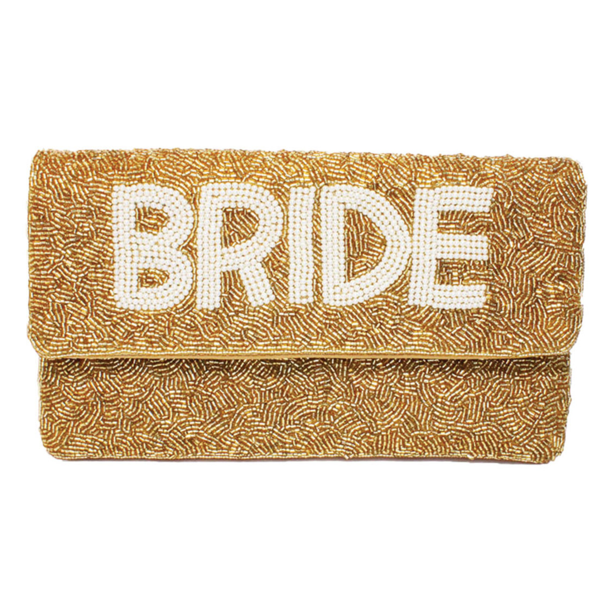 Bride Beaded Clutch In Gold