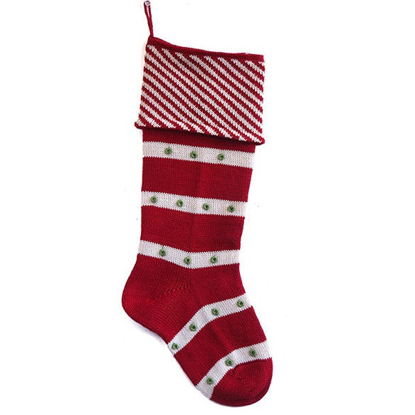 Diagonal Stripe Cuff Stocking - The Well Appointed House