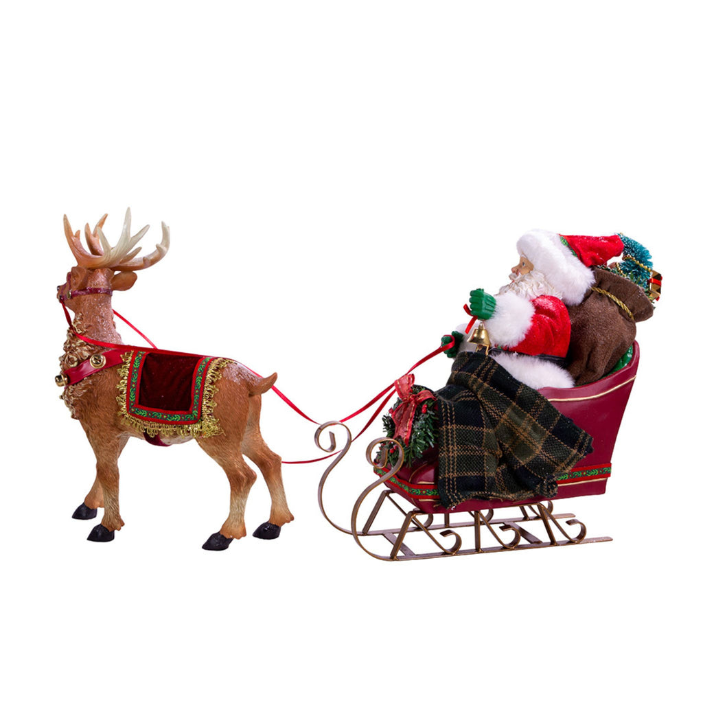 10" Fabriché™ Santa In Sleigh With Deer-The Well Appointed House