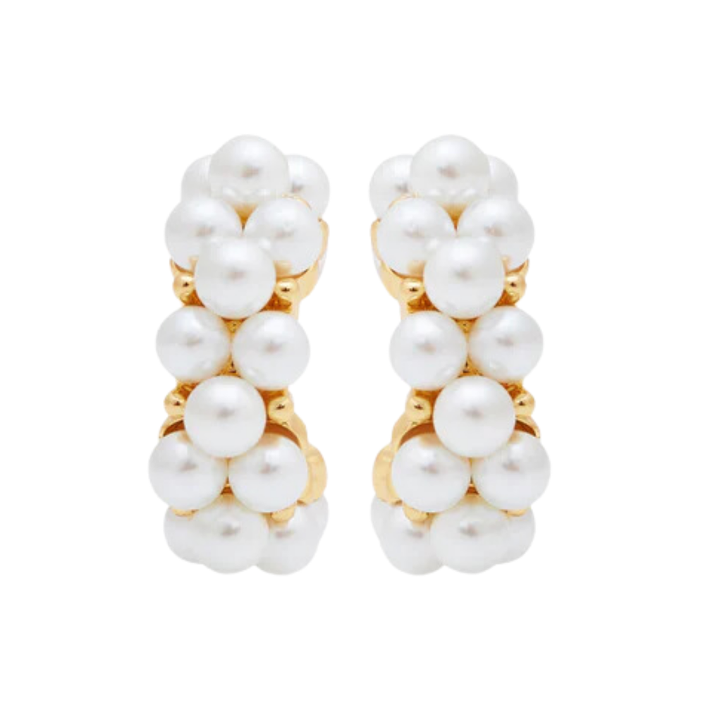 Pearl Cluster Pierced Hoop Earrings - The Well Appointed House