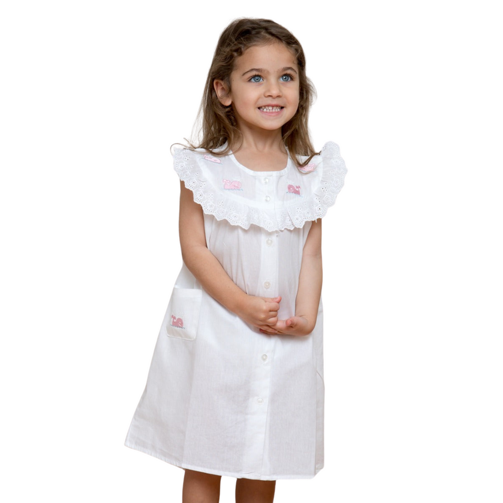 Wendy Whale White Cotton Dress with Embroidery - The Well Appointed House