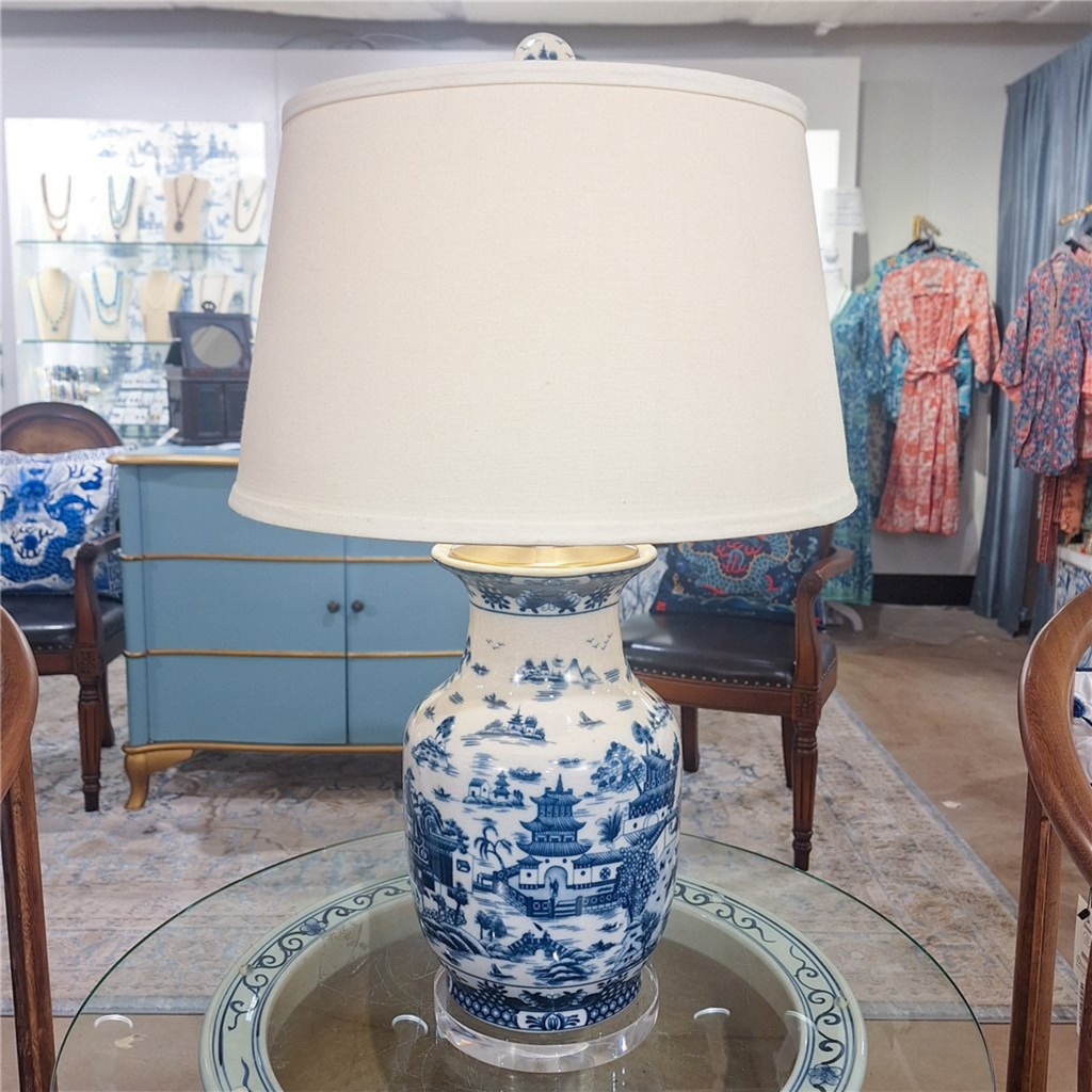 Blue Willow Porcelain Vase Lamp - The Well Appointed House