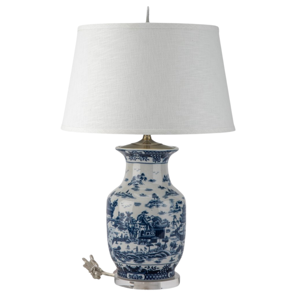 Blue Willow Porcelain Vase Lamp - The Well Appointed House