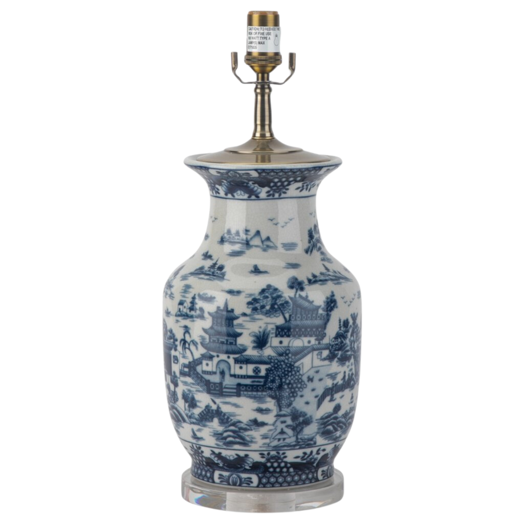 Blue Willow Porcelain Vase Lamp - The Well Appointed House