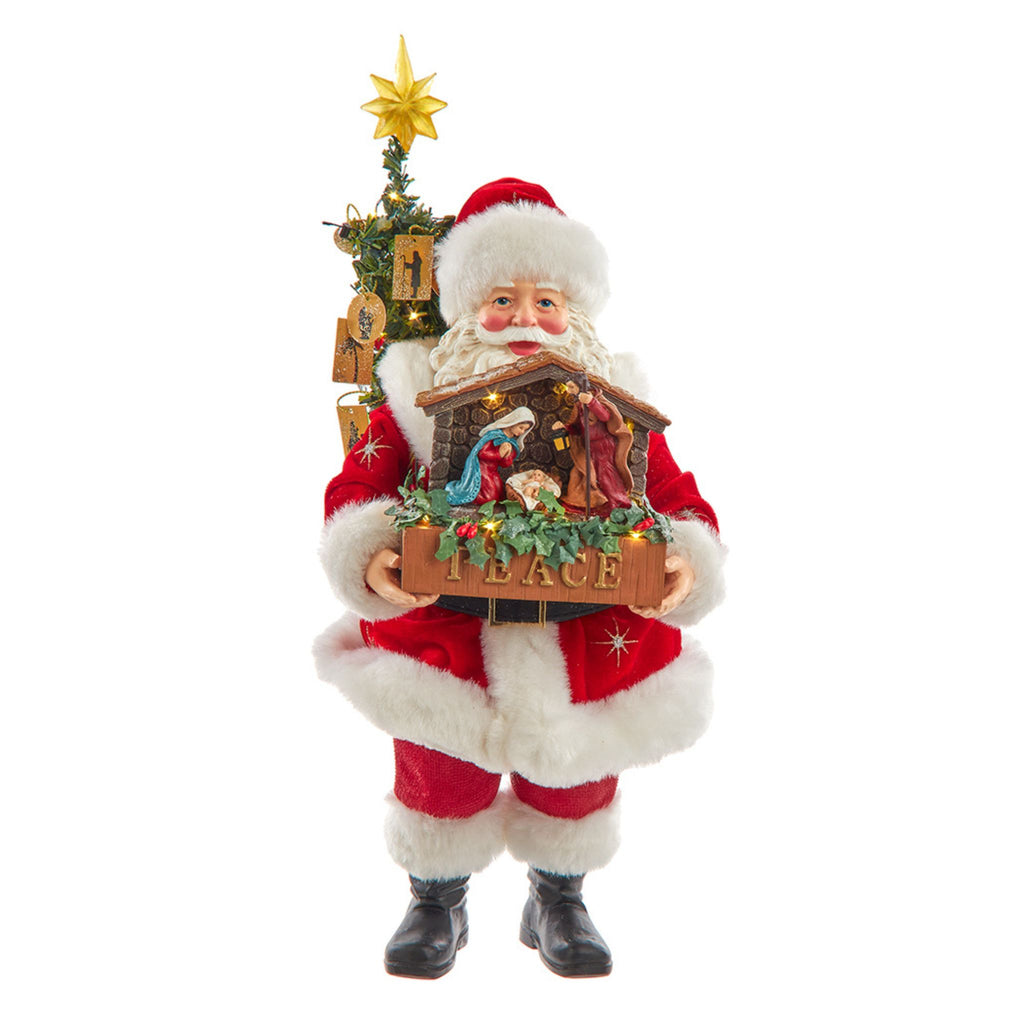 13" Fabriché™ Battery Operated LED Santa With Nativity Set-The Well Appointed House