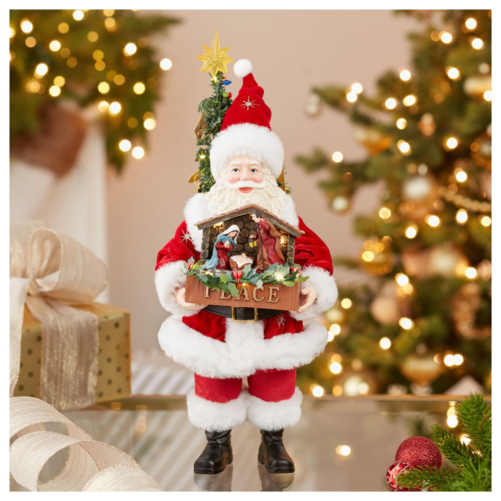 13" Fabriché™ Battery Operated LED Santa With Nativity Set-The Well Appointed House