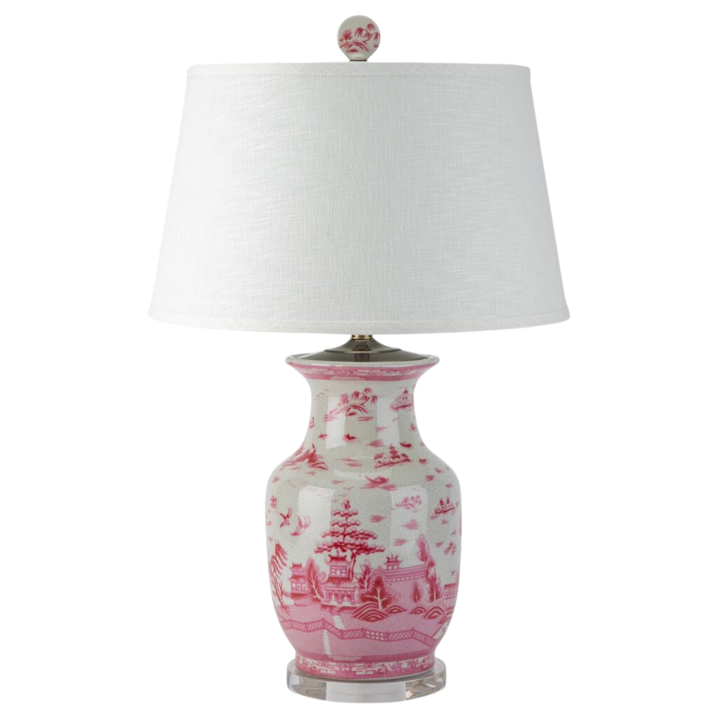 Pink And White Willow Vase Lamp - The Well Appointed House