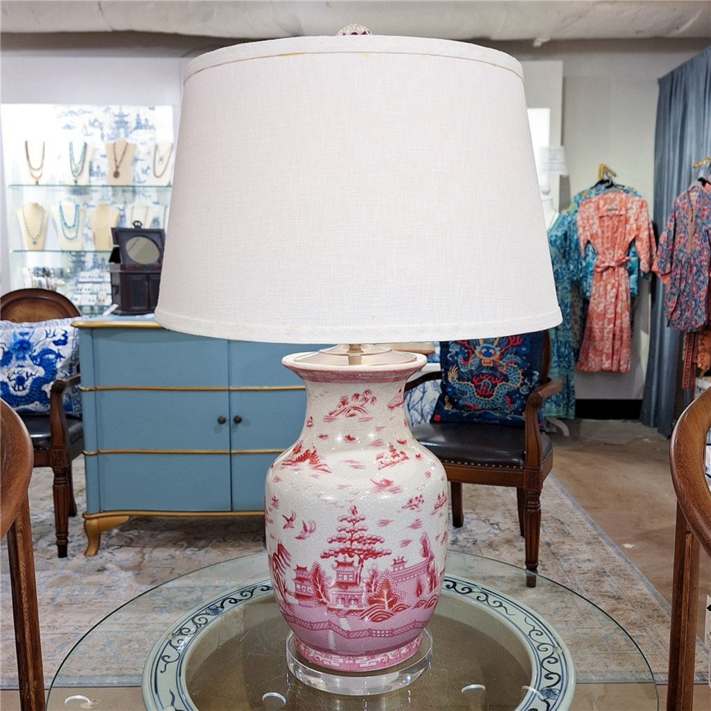 Pink And White Willow Vase Lamp - The Well Appointed House