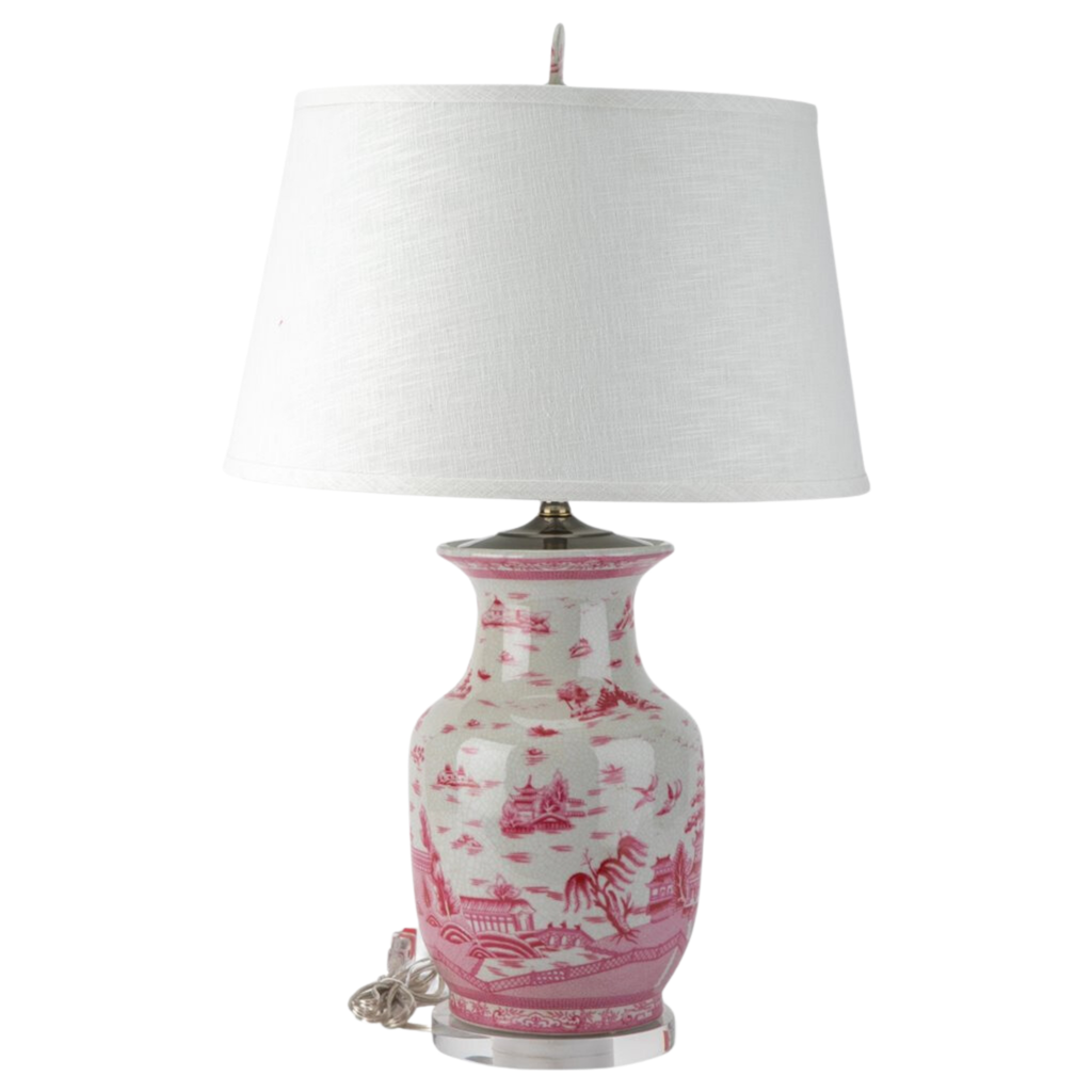 Pink And White Willow Vase Lamp - The Well Appointed House