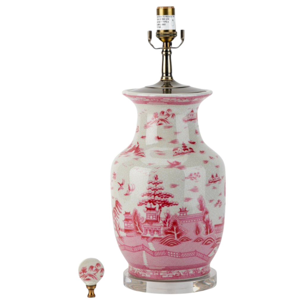 Pink And White Willow Vase Lamp - The Well Appointed House