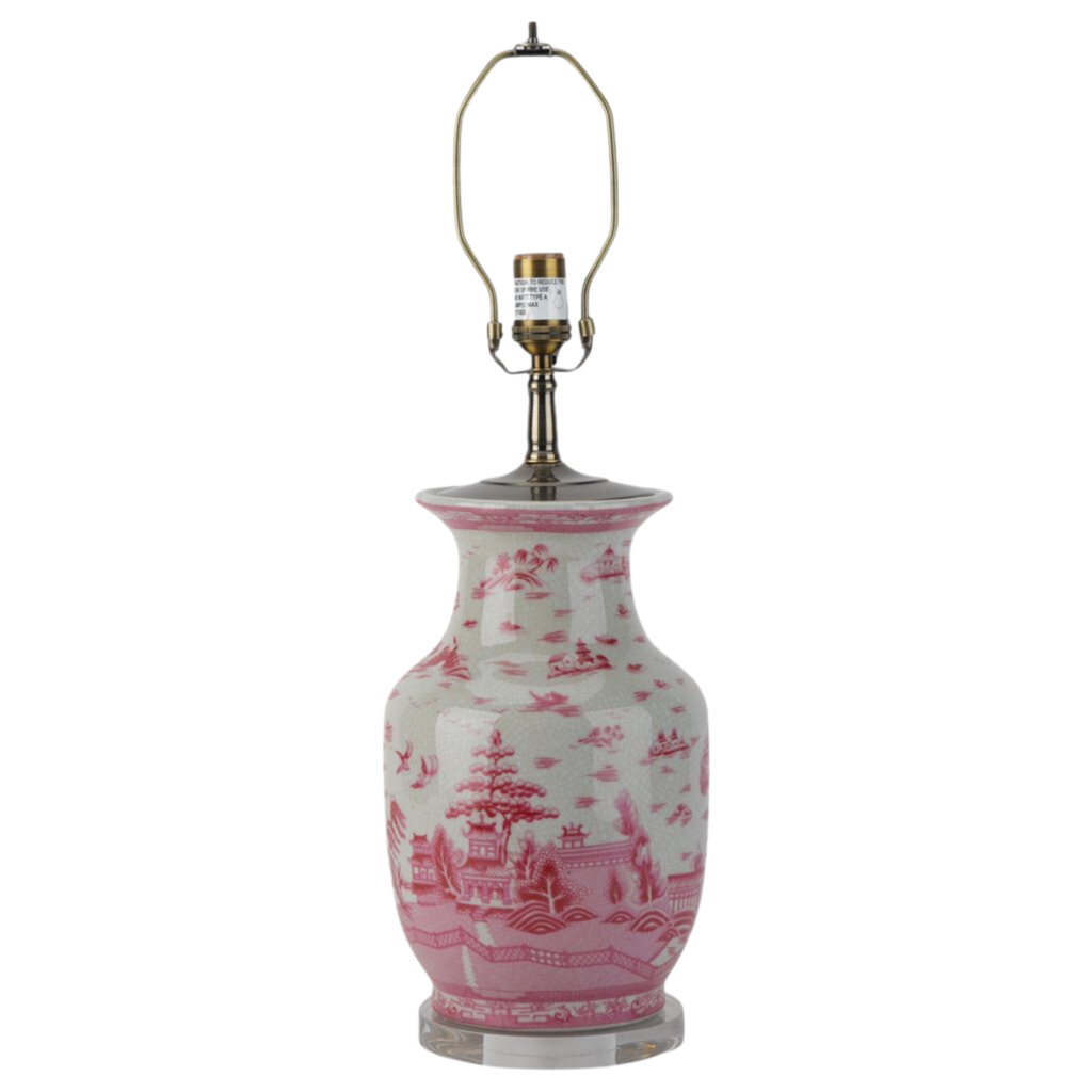 Pink And White Willow Vase Lamp - The Well Appointed House