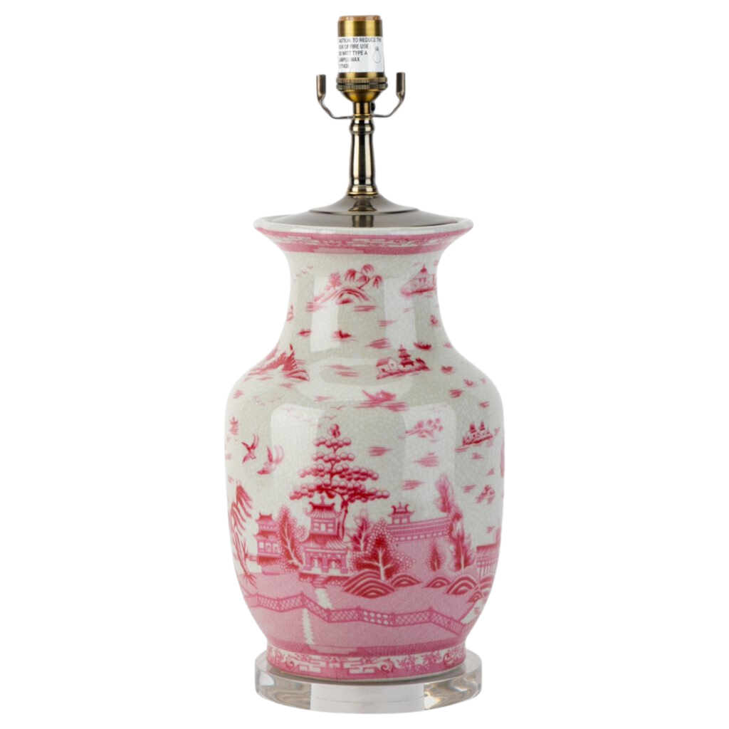 Pink And White Willow Vase Lamp - The Well Appointed House