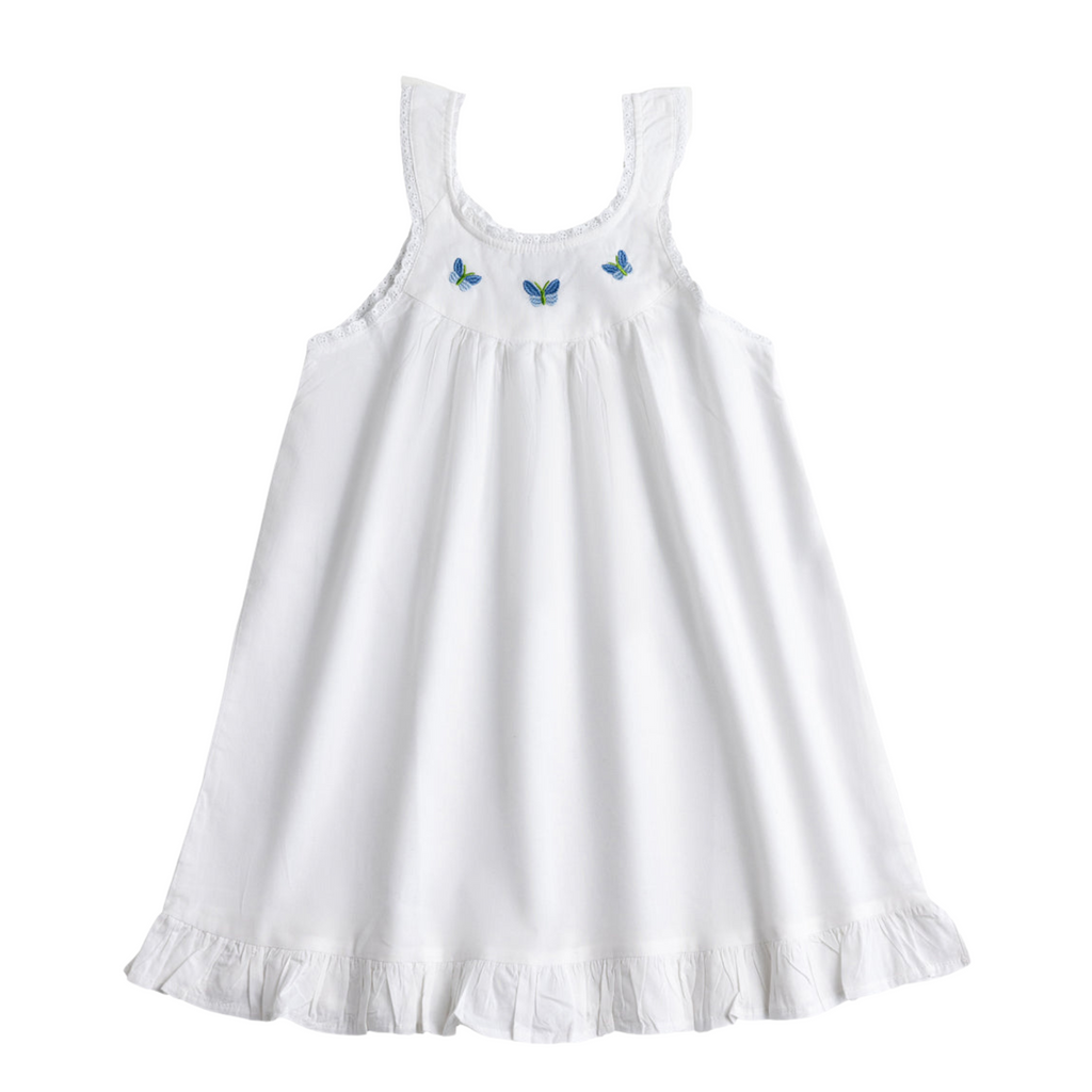 Zoe White Cotton Dress with Embroidery - The Well Appointed House