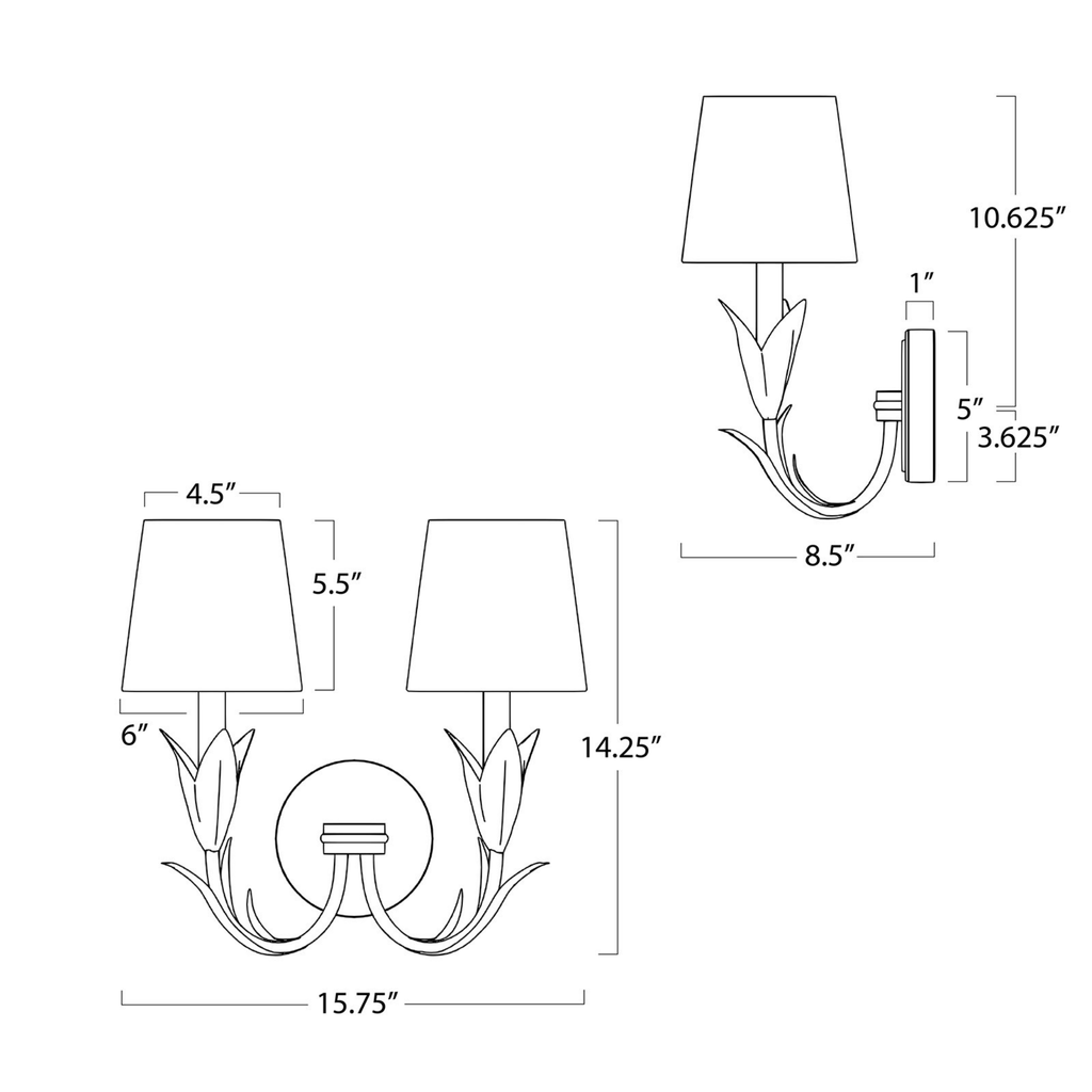 River Reed Sconce Double - The Well Appointed House