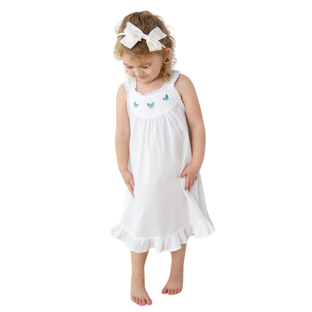 Zoe White Cotton Dress with Embroidery - The Well Appointed House