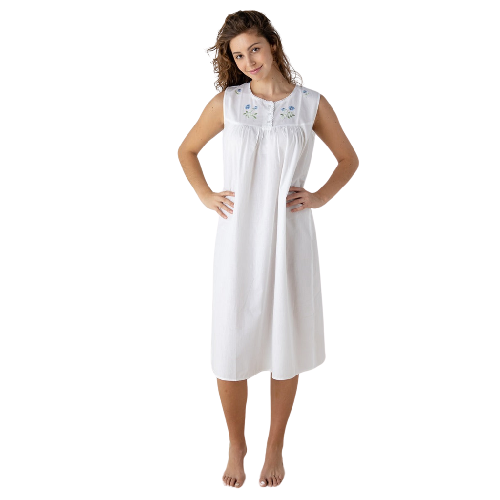 Clara White Cotton Nightgown - The Well Appointed House