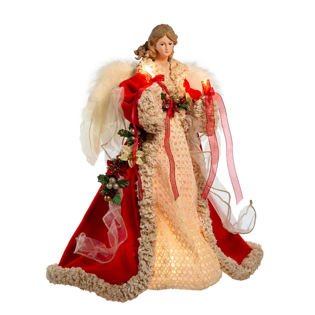 16" UL 10-Light Red and Ivory Angel Treetop-The Well Appointed House