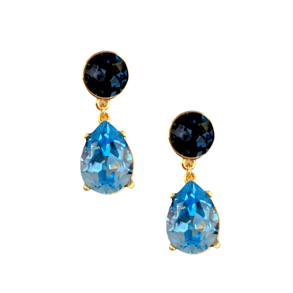 Sapphire & Aqua Teardrop Pierced Earring - The Well Appointed House