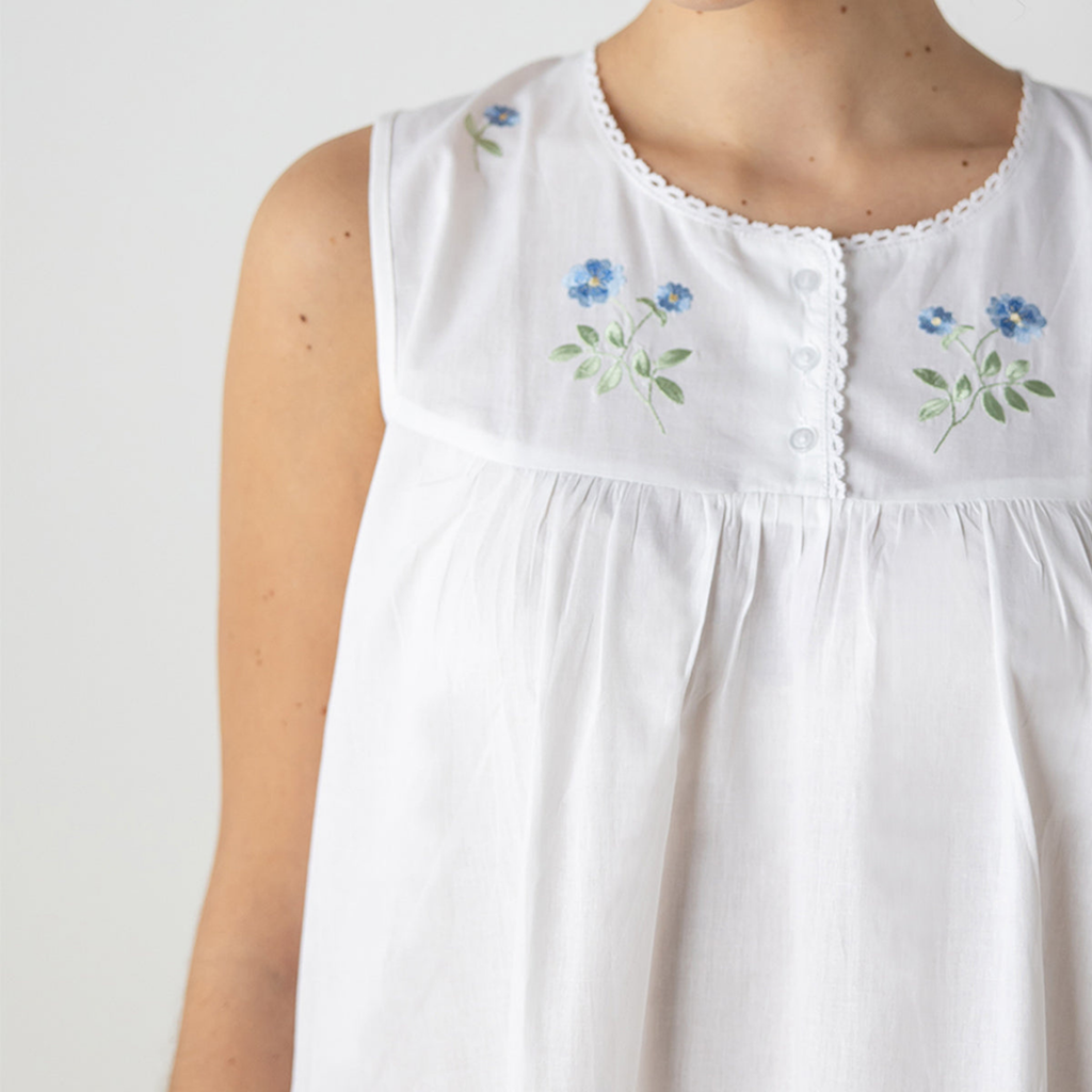 Clara White Cotton Nightgown - The Well Appointed House