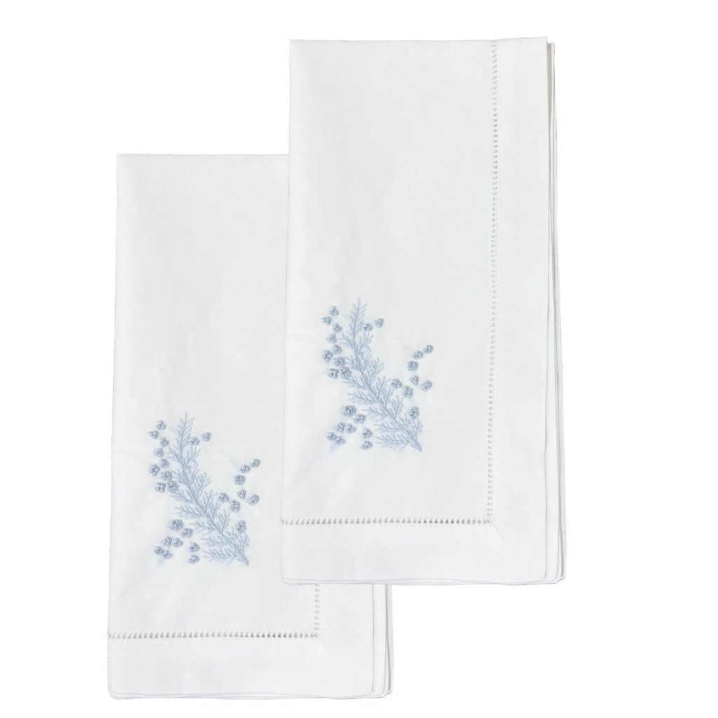 Dinner Napkin with Fern in Misty White, Set of 2 - The Well Appointed House