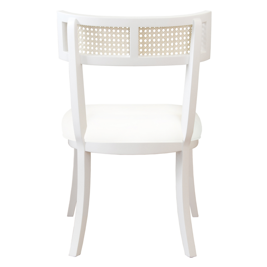Britta Dining Chair with Cane Detail in Matte White Lacquer - The Well Appointed House