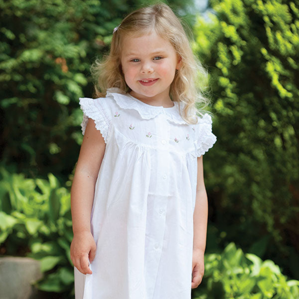 Gracie White Cotton Dress with Embroidery - The Well Appointed House