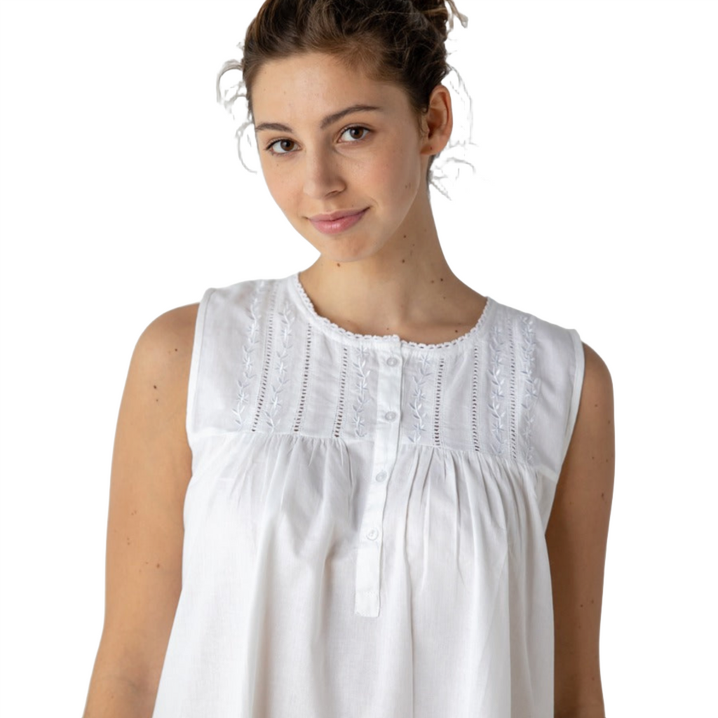 Camille White Cotton Nightgown - The well Appointed House