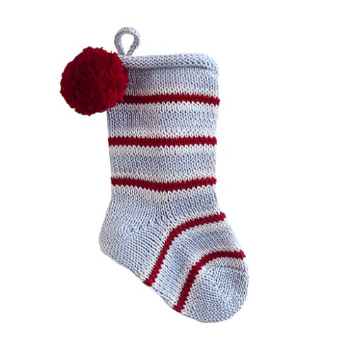 Mini Candy Stripe Stocking in Grey - The Well Appointed House