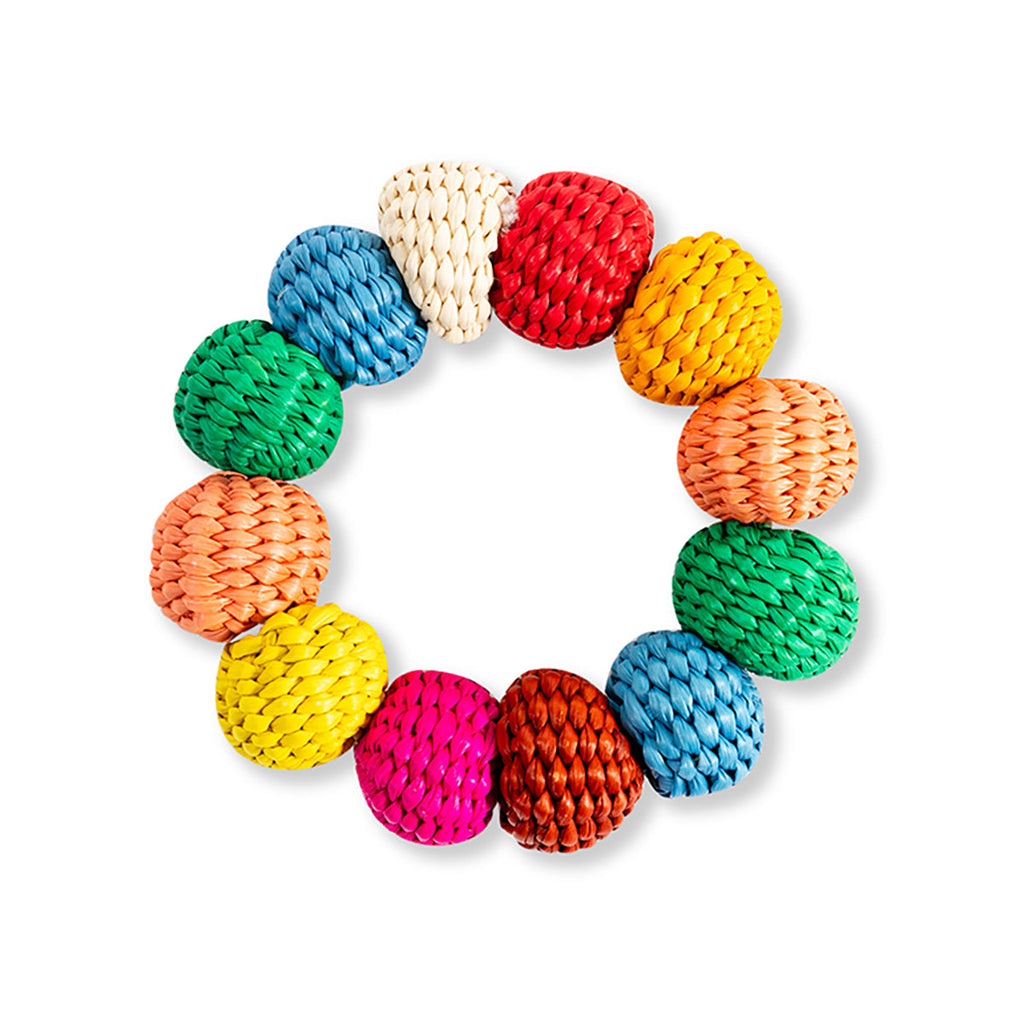 Raffia Napkin Ring in Rainbow Circles - The Well Appointed House