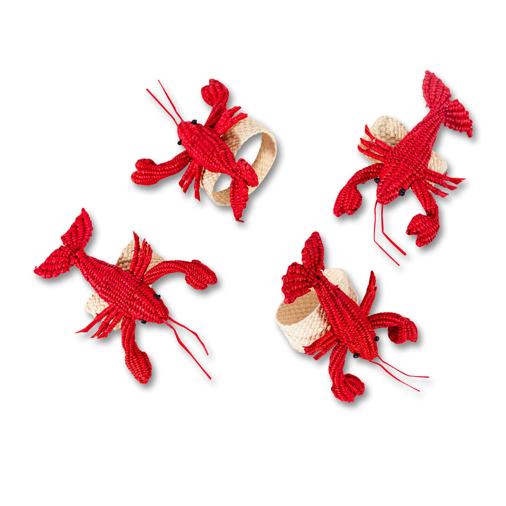 Set of 8 Raffia Napkin Rings - Red Lobster - BARGAIN BASEMENT ITEM - The Well Appointed House