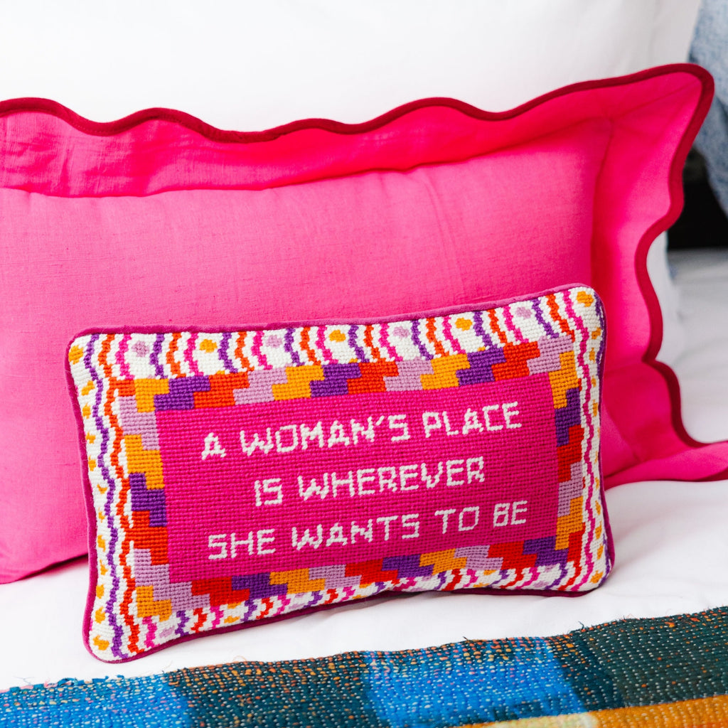 Wherever She Wants Needlepoint Pillow - The Well Appointed House