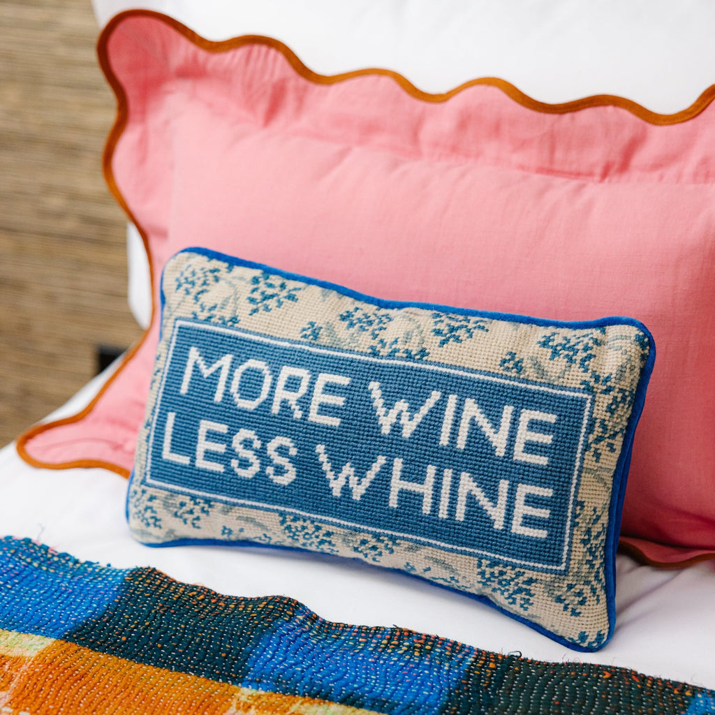 More Wine Needlepoint Pillow - The Well Appointed House