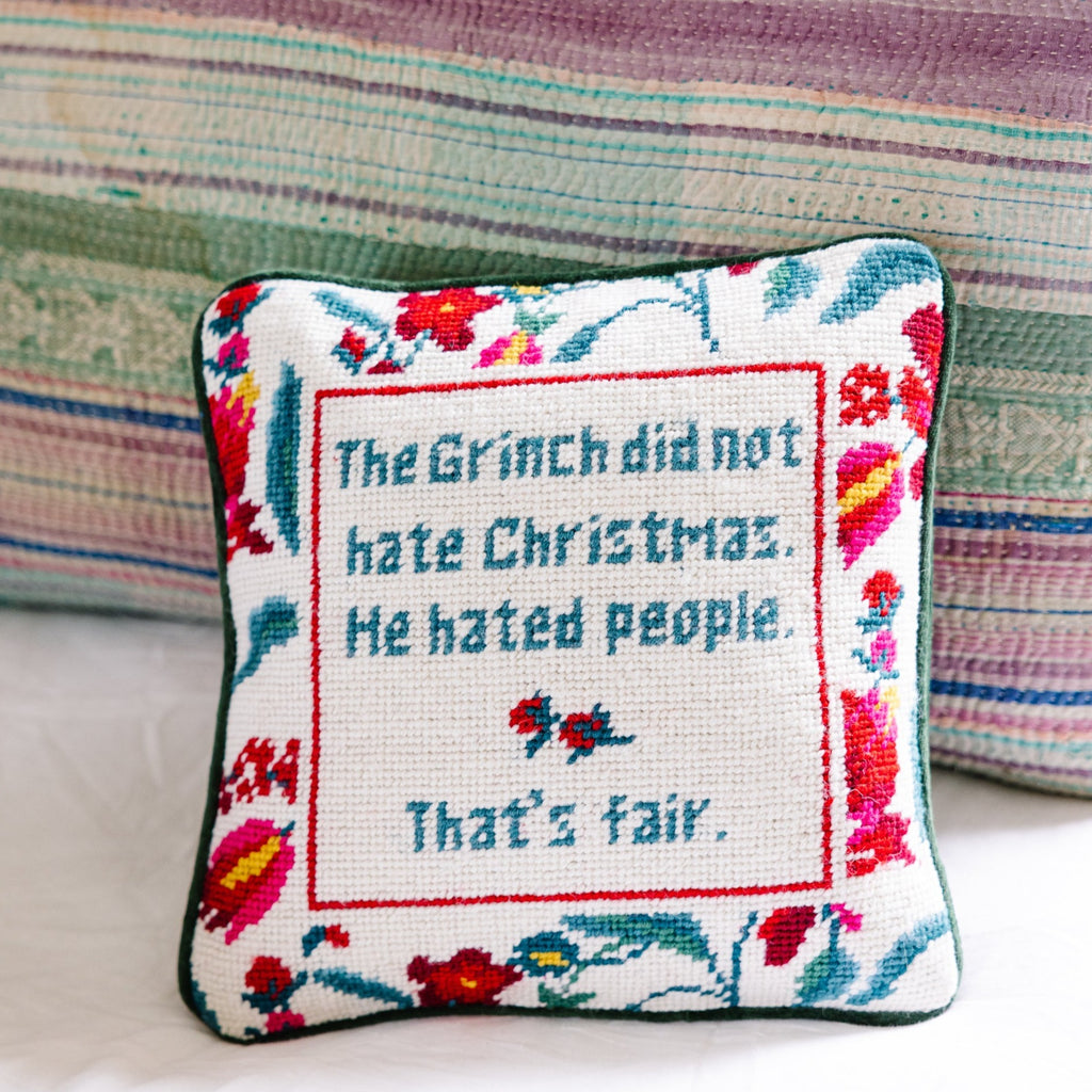 The Grinch Needlepoint Pillow - The Well Appointed House