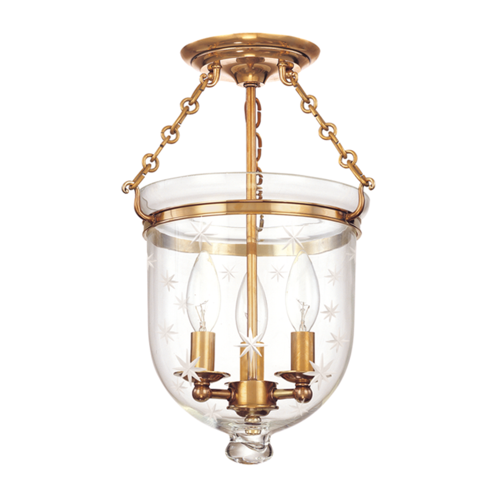 Hampton Etched Glass Hanging Hurricane Glass Ceiling Light - The Well Appointed House