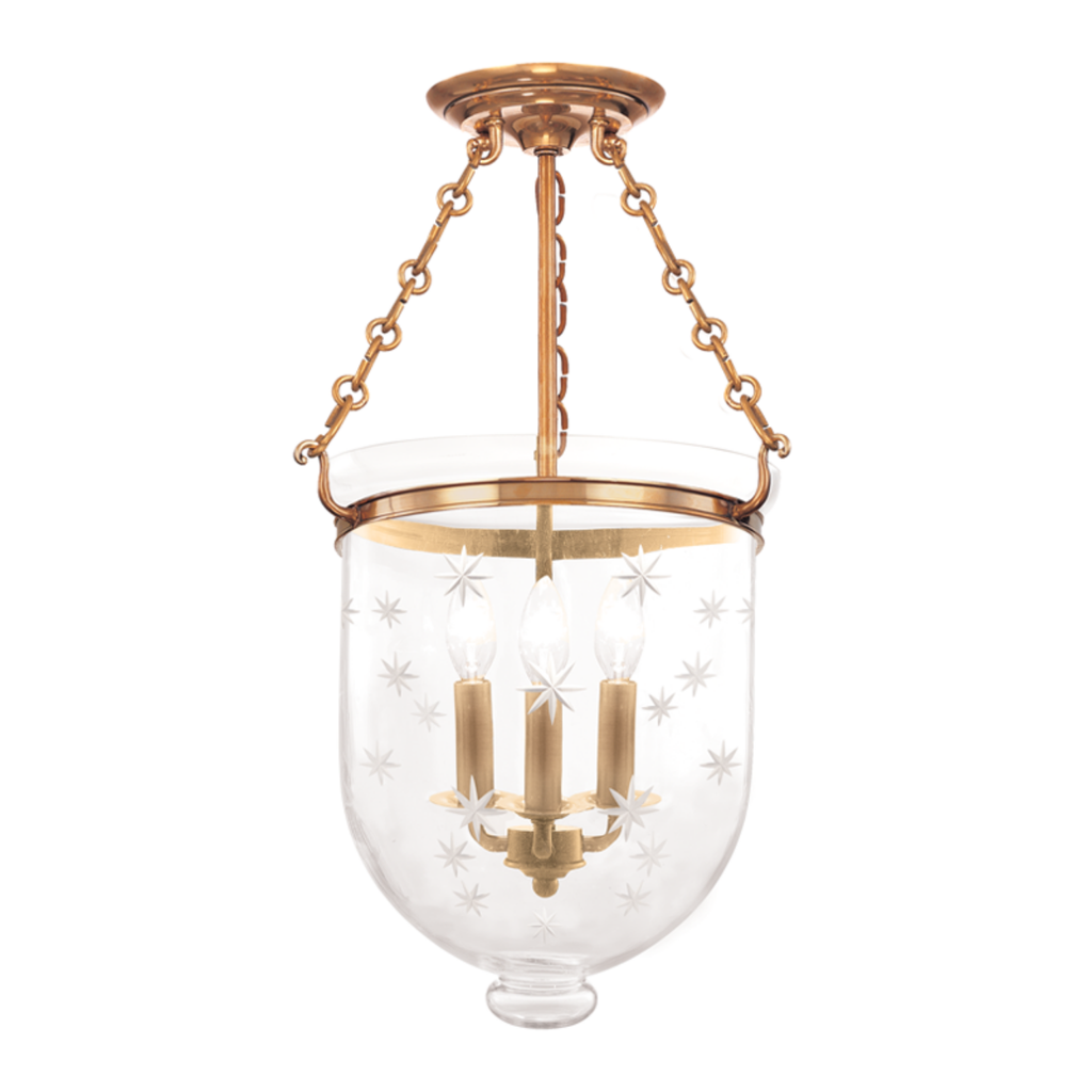 Hampton Etched Glass Hanging Hurricane Glass Ceiling Light - The Well Appointed House