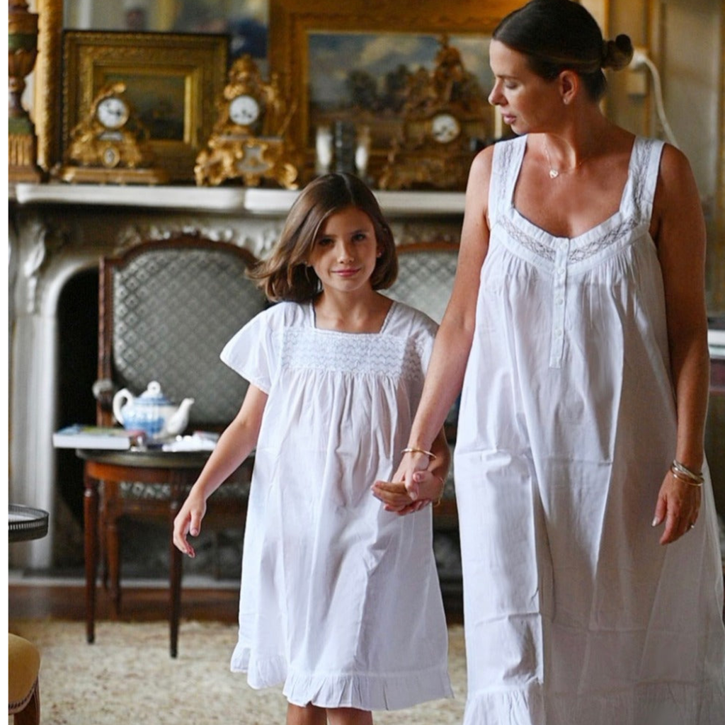 Courtney White Cotton Nightgown - The Well Appointed House