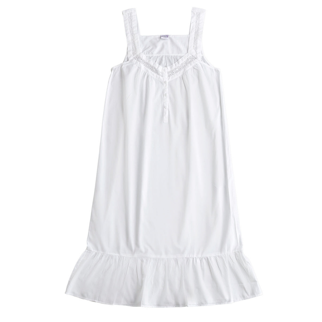 Courtney White Cotton Nightgown - The Well Appointed House
