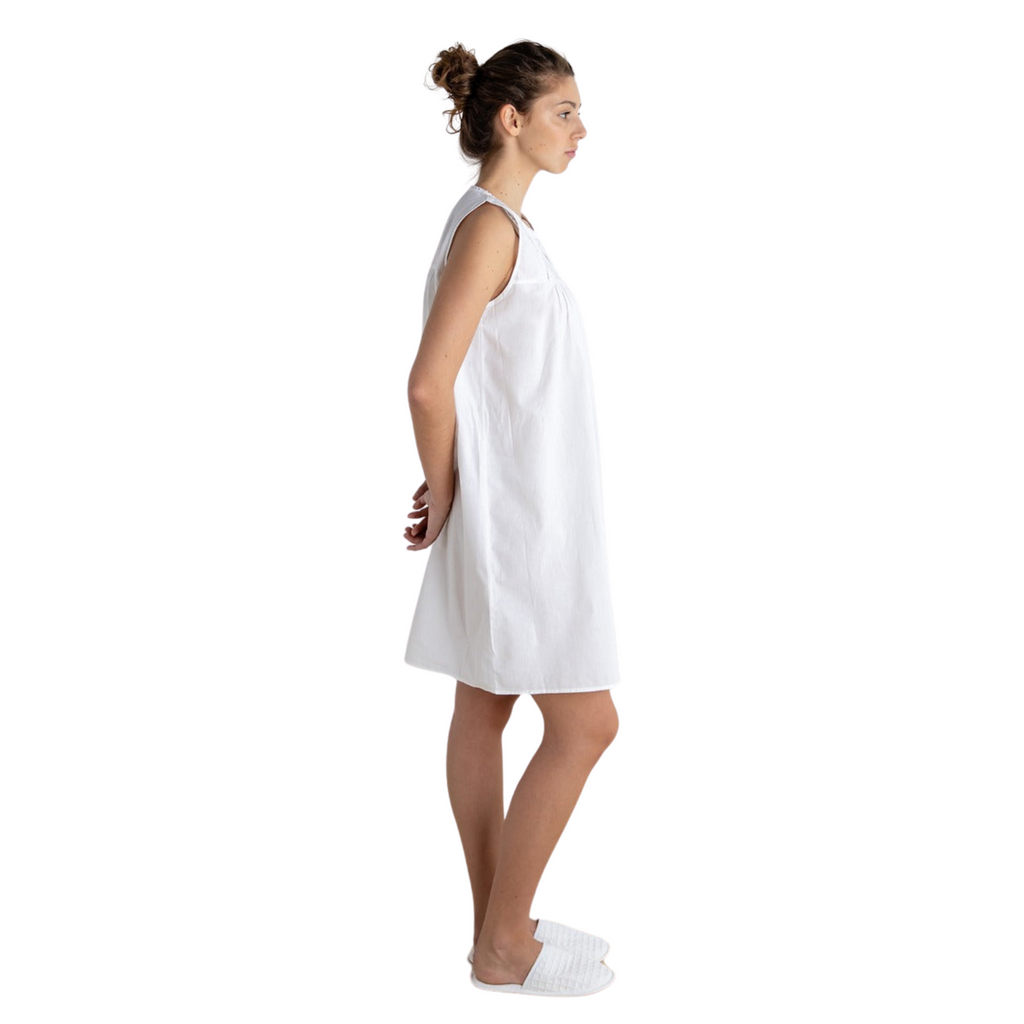 Camille White Cotton Nightgown - The well Appointed House