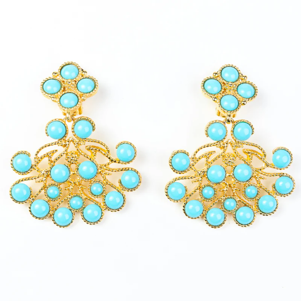 Turquoise Cabochons Clip Earrings - The Well Appointed House