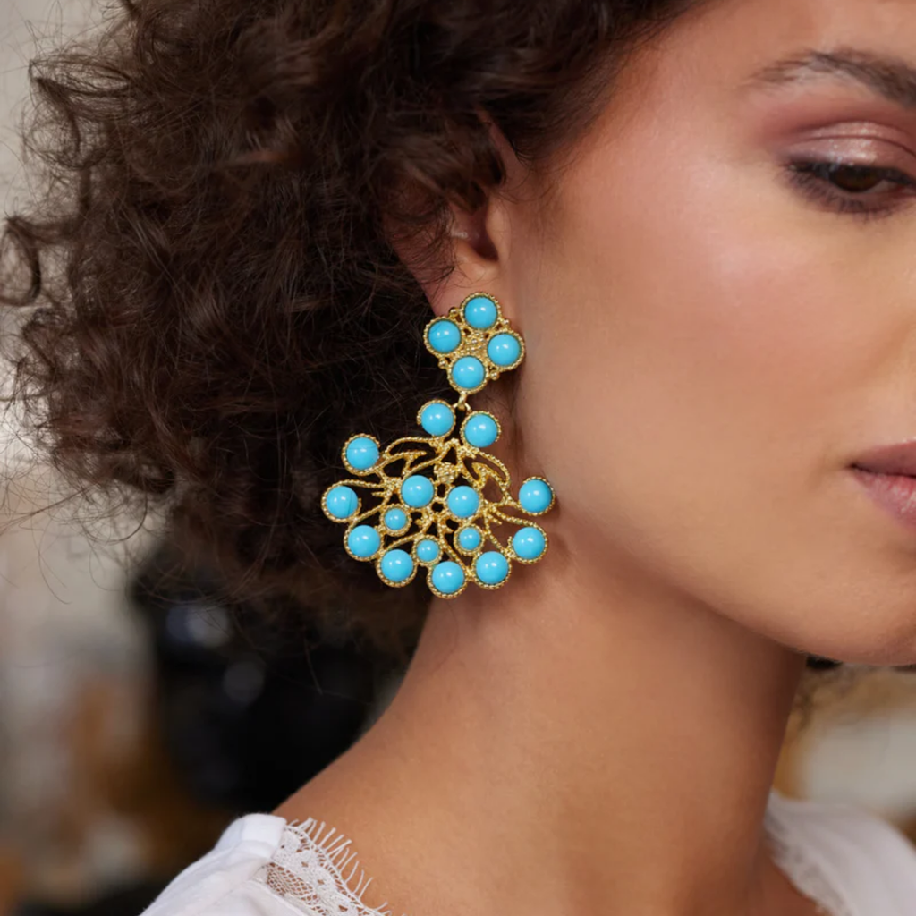 Turquoise Cabochons Clip Earrings - The Well Appointed House