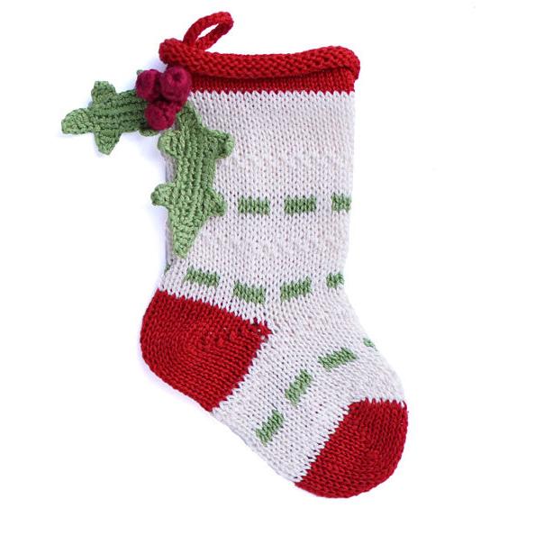 Mini Holly Leaf Stocking in Grey - The Well Appointed House