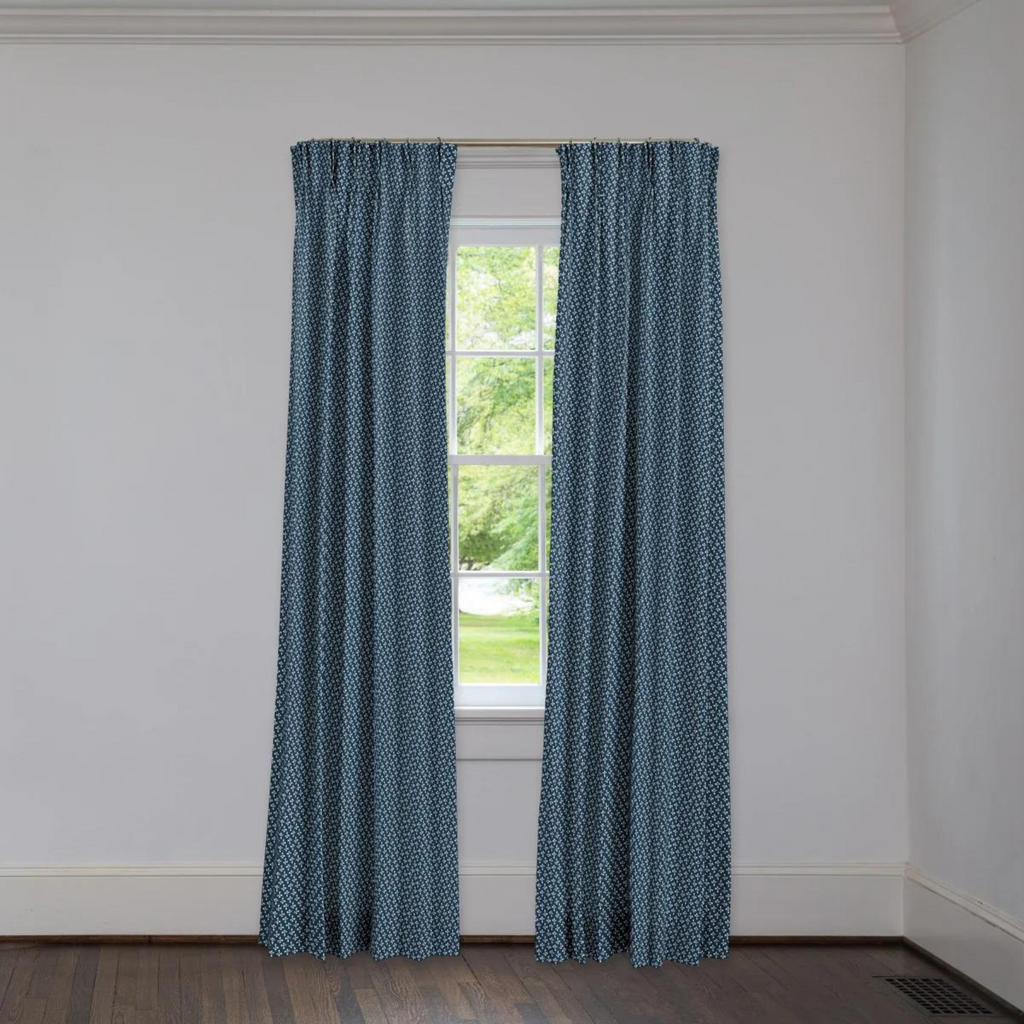 Aldara Navy 3 Finger Pinch Pleat Custom Drapery Panel - The Well Appointed House