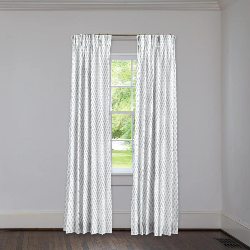 Ren Dusty Blue 3 Finger Pinch Pleat Custom Drapery Panel - The Well Appointed House