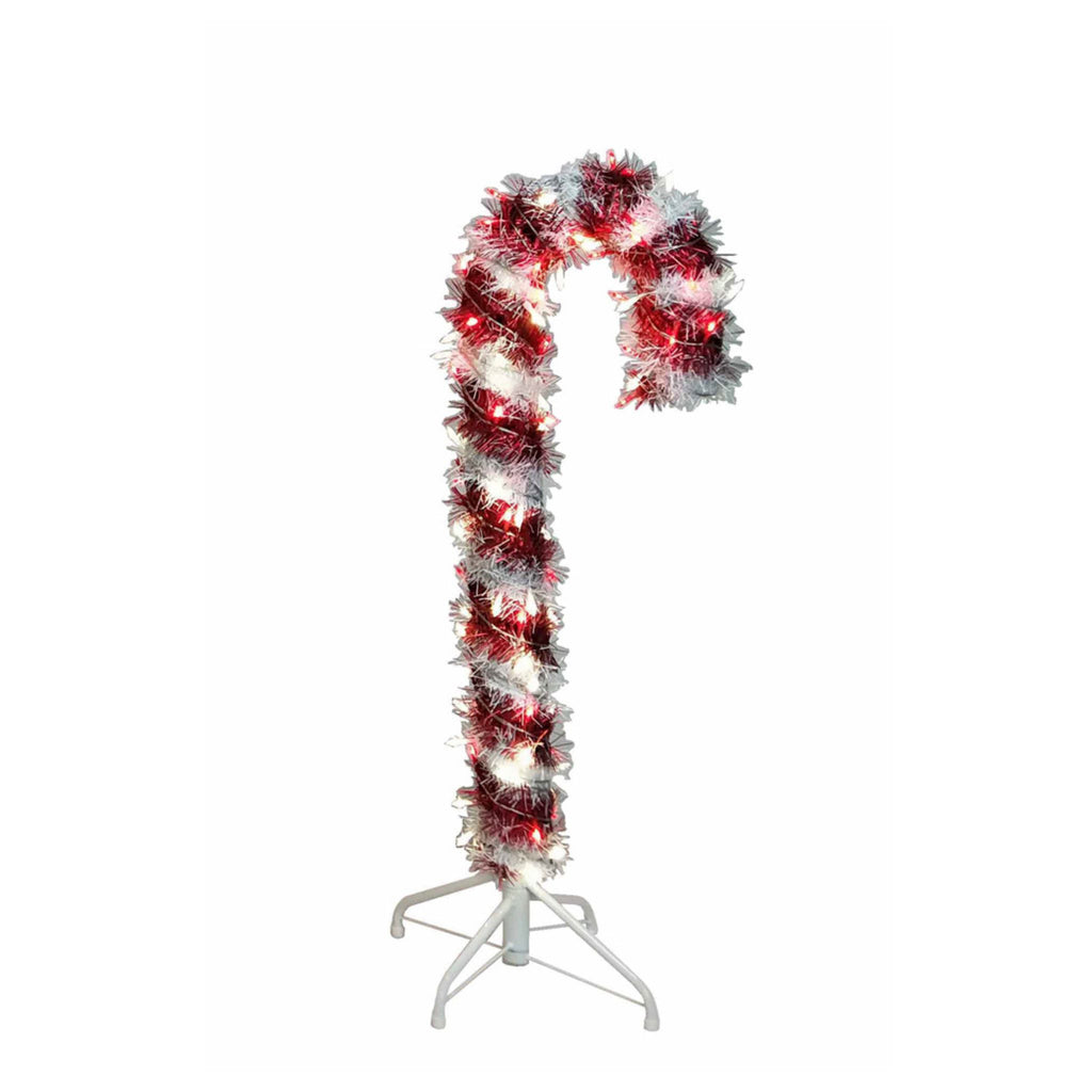 3' Pre-Lit LED Tinsel Candy Cane-The Well Appointed House