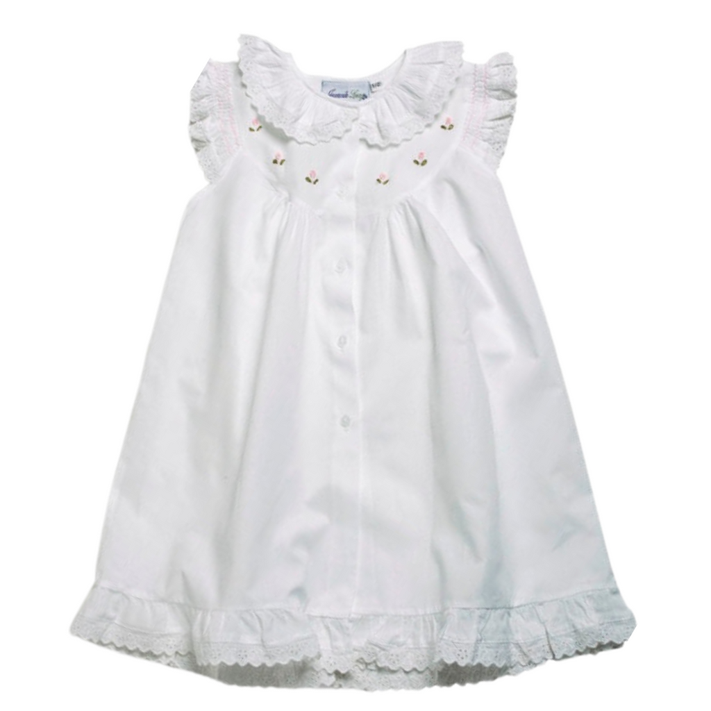 Gracie White Cotton Dress with Embroidery - The Well Appointed House