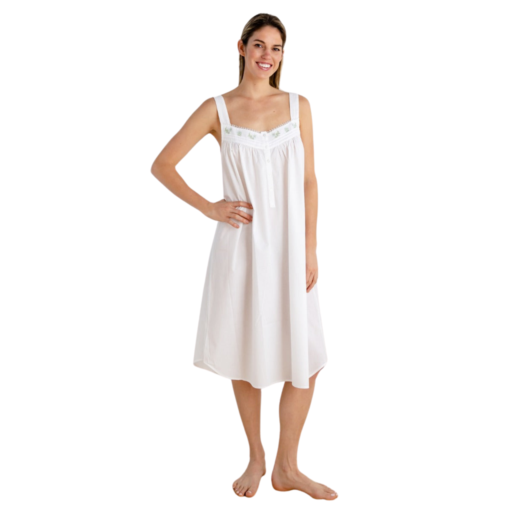 Heather White Cotton Nightgown - The Well Appointed House