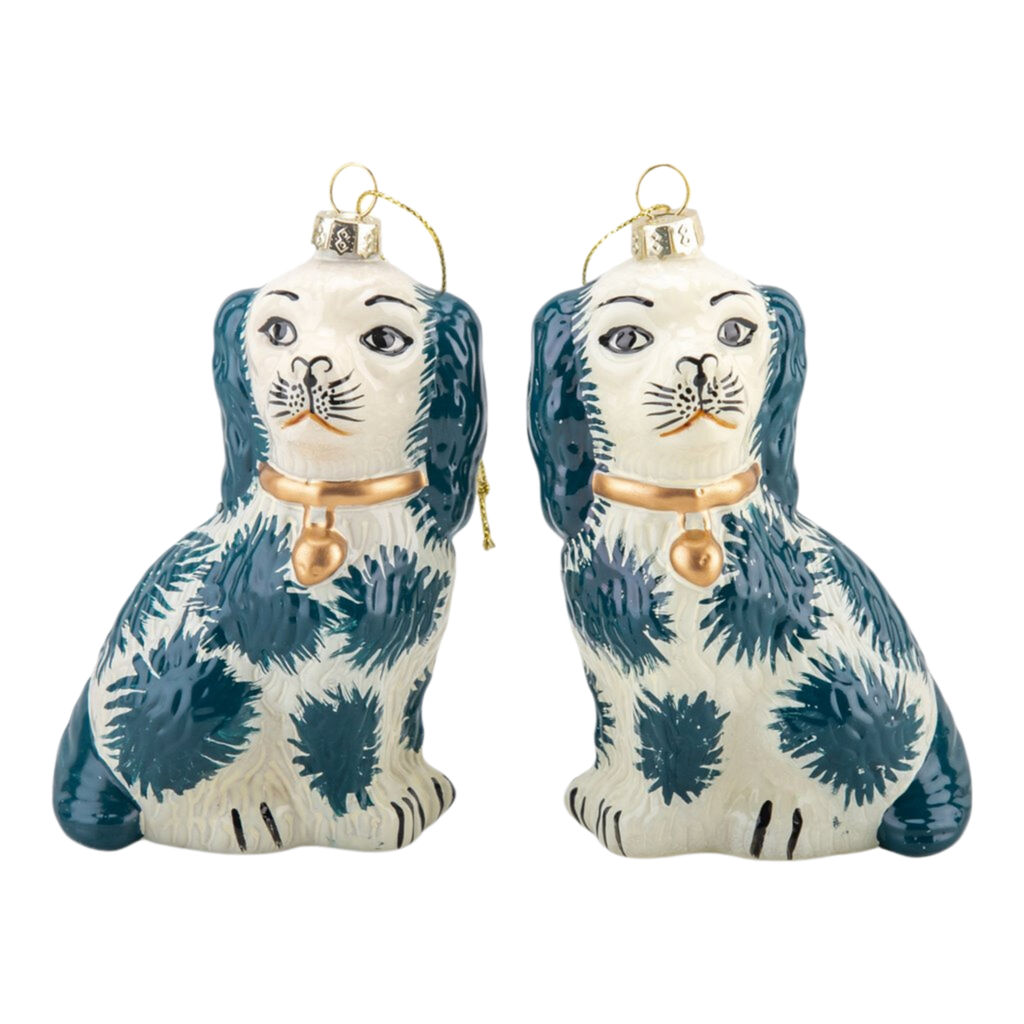 Pair of Blue Glass Dog Ornaments - The Well Appointed House