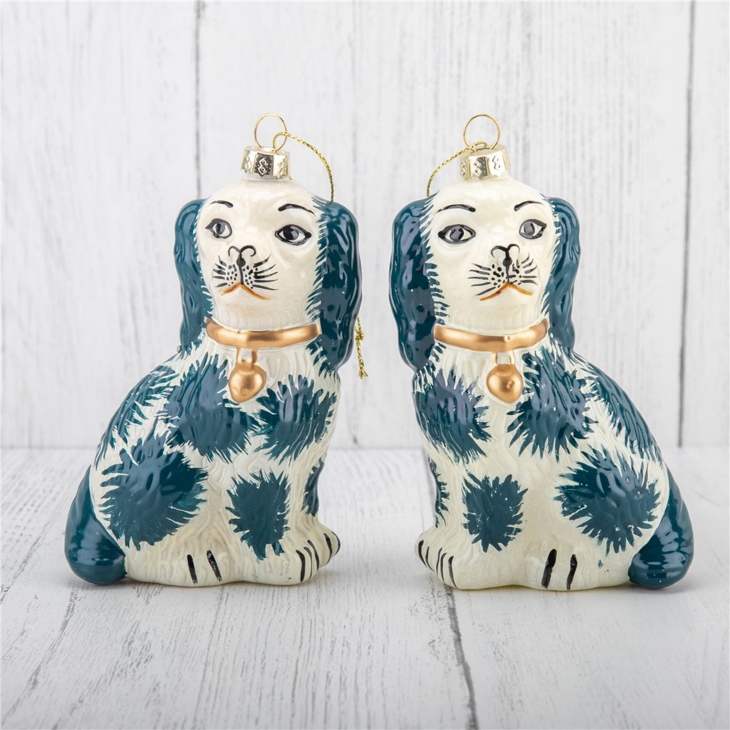 Pair of Blue Glass Dog Ornaments - The Well Appointed House