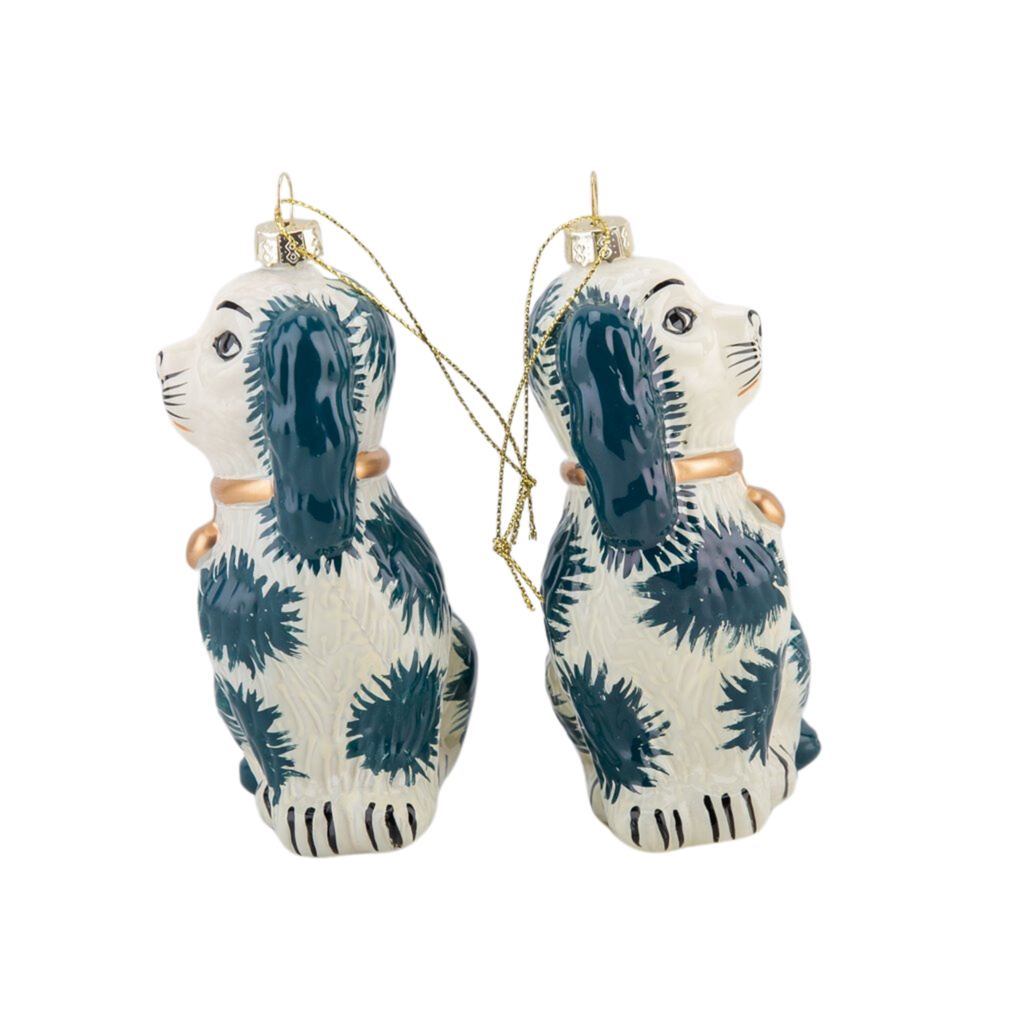 Pair of Blue Glass Dog Ornaments - The Well Appointed House