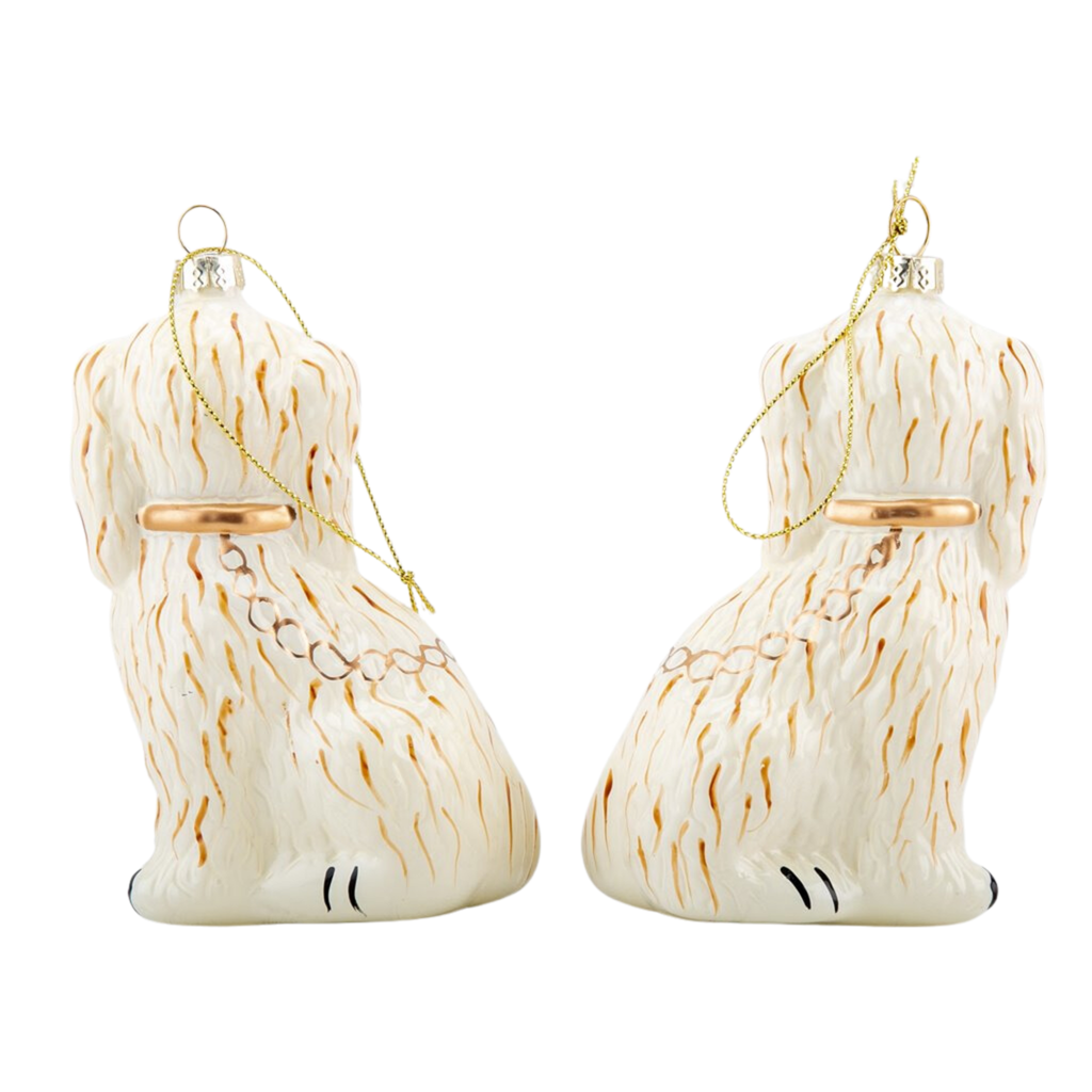 Pair of Cream Glass Dog Ornaments - The Well Appointed House